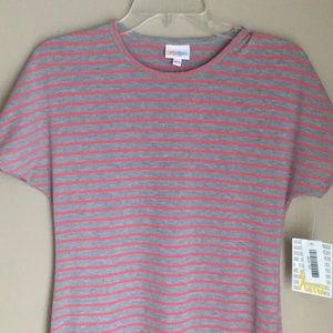 XXS Lularoe Maria NWT Gray w/ Pink Stripes Dress
